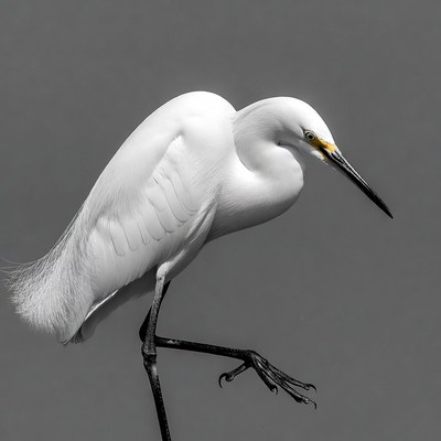 Snowy Egret Standing on Leg