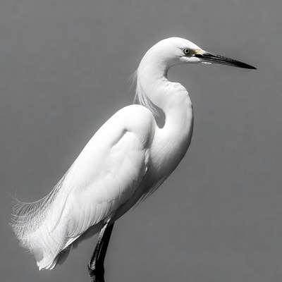 White Egret Standing on Leg