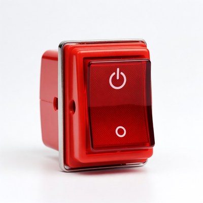 Red Rocker Switch On White Background
