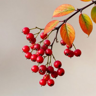Red berries on autumn branch