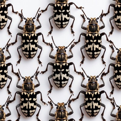 Longhorn Beetle Pattern on White