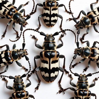 Longhorn Beetles on White Background