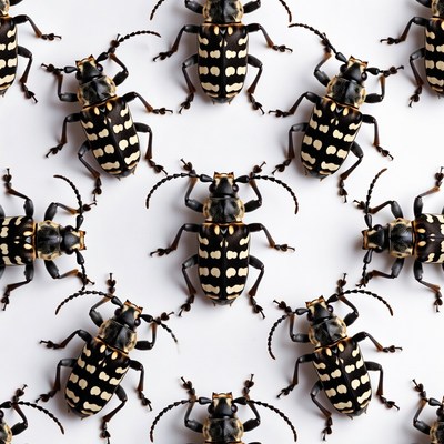 Longhorn Beetles on White Background