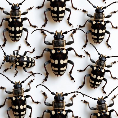 Black and White Longhorn Beetles