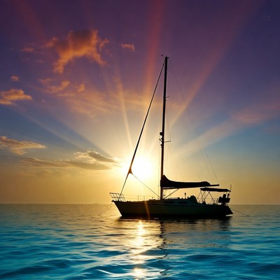 Sailboat Silhouette at Sunset