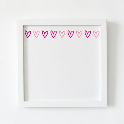 Pink Hearts in White Frame