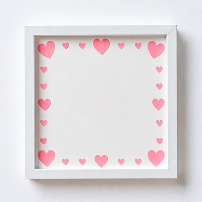 Pink hearts border in white frame