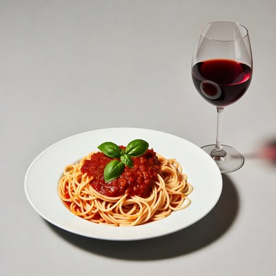Spaghetti with Tomato Sauce and Red Wine