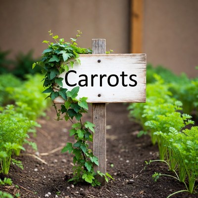 Carrots garden sign with plants