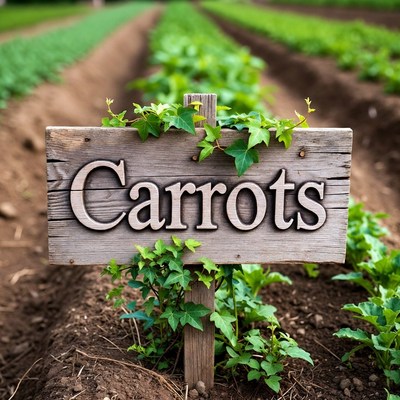 Carrots sign in vegetable garden