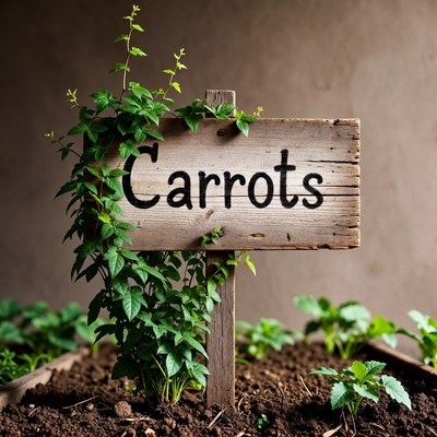 Wooden Carrots Sign with Vines