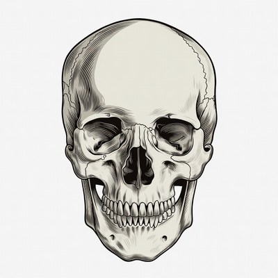 Detailed Human Skull Illustration