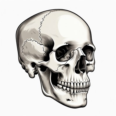 Detailed Human Skull Illustration