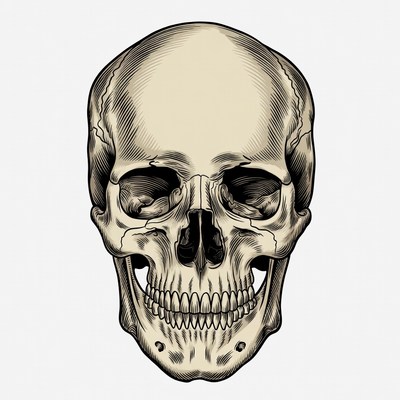Detailed Human Skull Illustration