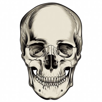 Grinning Human Skull Illustration