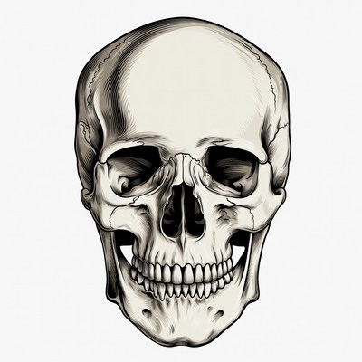 Grinning Human Skull Illustration