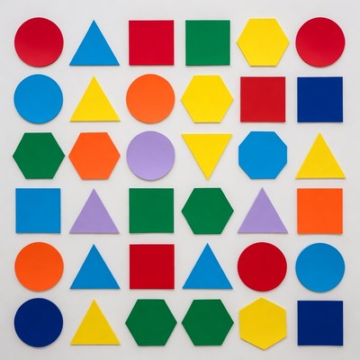 Colorful Shapes on White Background