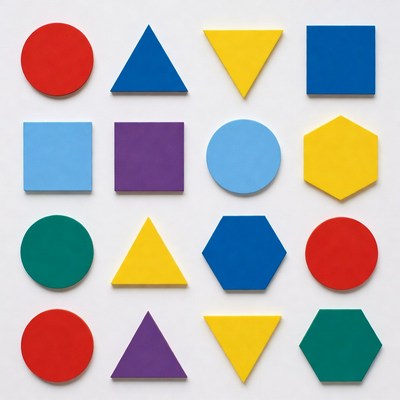 Colorful Geometric Shapes on White Background