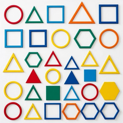 Colorful Geometric Shapes on White Background