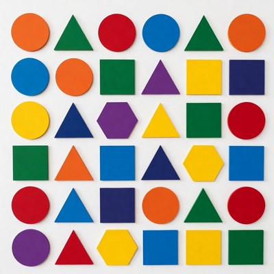 Colorful Shapes on White Background