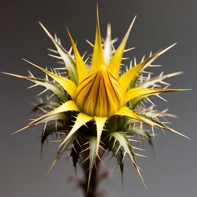 Yellow spiky thistle flower