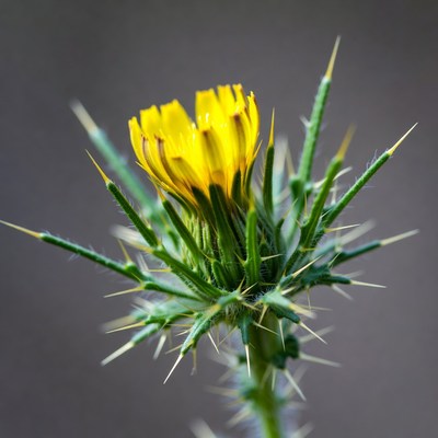 Yellow Thistle Flower Closeup