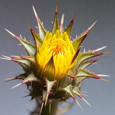 Spiky yellow thistle flower
