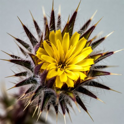 Yellow spiny thistle flower