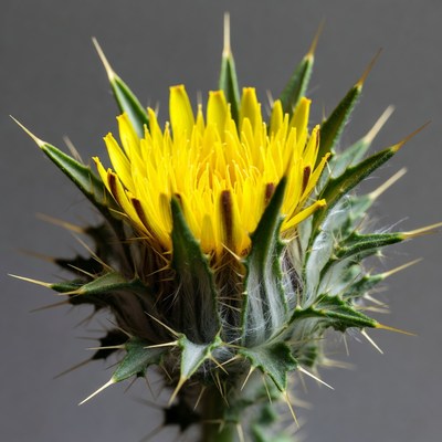 Yellow spiny thistle flower