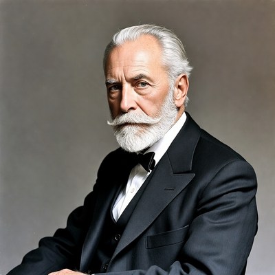 Elderly man in tuxedo with white beard