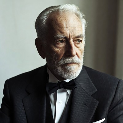 Elderly man in tuxedo with bow tie