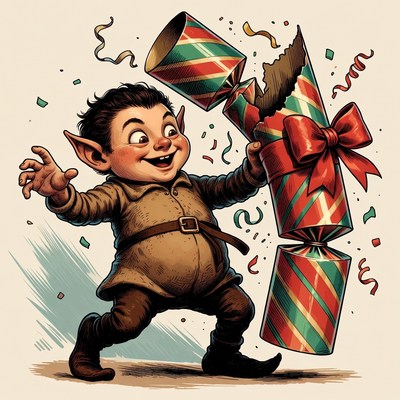 Elf pulling Christmas cracker