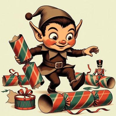 Elf pulling Christmas cracker