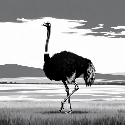 Ostrich standing in grassy field