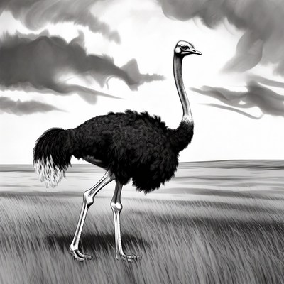 Ostrich standing in grassy field
