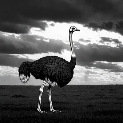 Ostrich standing in grassland