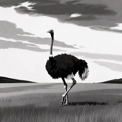 Ostrich standing in grassy field