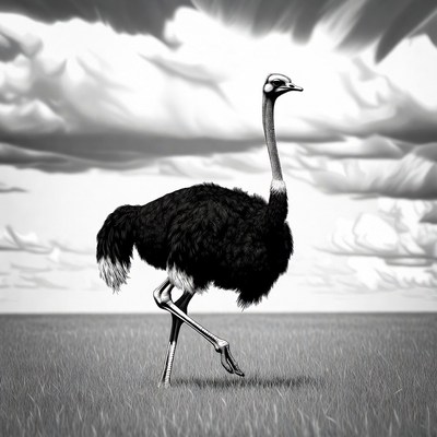Ostrich standing on grassy field