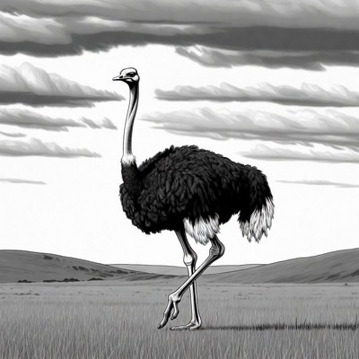 Ostrich standing in grassy field