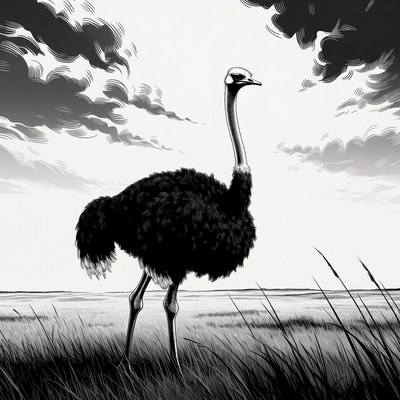 Ostrich standing in grass