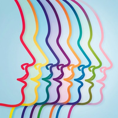 Colorful Side Profile Silhouettes Illustration