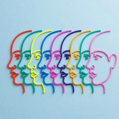 Colorful Side Profile Faces Illustration