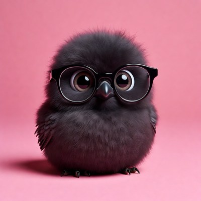 Cute fluffy owl wearing glasses