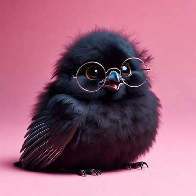 Cute baby owl wearing glasses