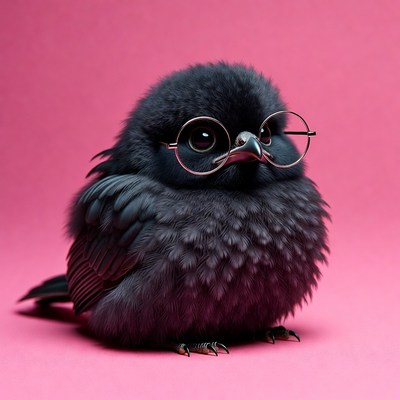 Cute baby owl wearing glasses