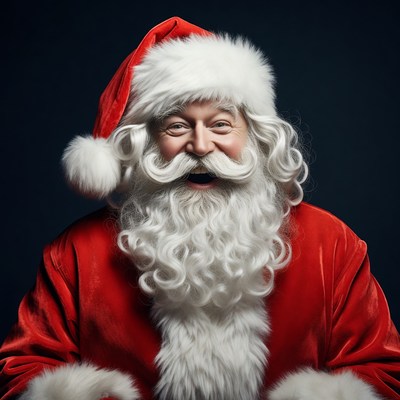 Smiling Santa Claus in red suit
