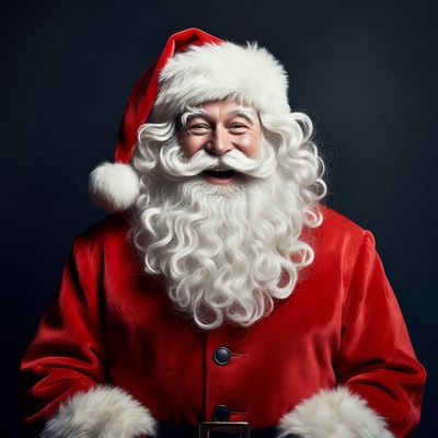 Smiling Santa Claus in red suit