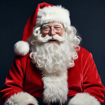 Smiling Santa Claus in red suit