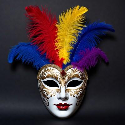 Colorful Feathered Carnival Mask