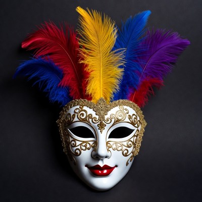 Colorful Feathered Carnival Mask